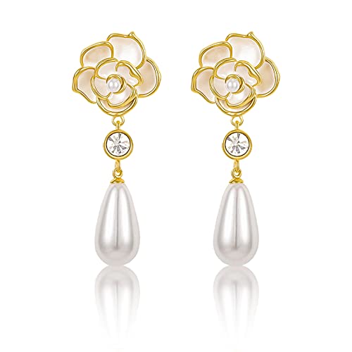 SANNIDHI Colorful Fashion Earrings for Women -Vintage Cut-out Fan-shaped Design,Suit for Party Gift (Camellia Flower) SANNIDHI Colorful Fashion Earrings for Women -Vintage Cut-out Fan-shaped Design,Suit for Party Gift (Camellia Flower)